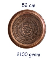 52 cm El İşlemeli Otantik Desenli Kalın Urfa Bakır Tepsi - BAKIR-TPS449
