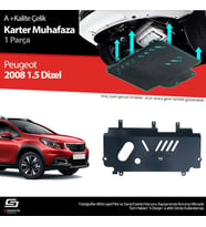 S-Dizayn Peugeot 2008 1.5 Dizel Çelik Karter Muhafaza 2017 Üzeri A+ Kalite (Karışık)