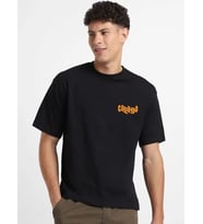 Erkek Baskılı Oversize T-shirt - Siyah