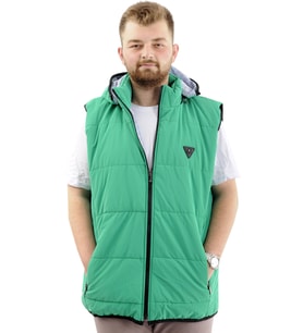 Mode XL Erkek Büyük Beden Şişme Yelek Cepli Çıkarılabilir Kapüşonlu U24703 Yeşil