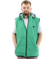 Mode XL Erkek Büyük Beden Şişme Yelek Cepli Çıkarılabilir Kapüşonlu U24703 Yeşil