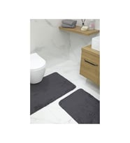 2'li Kaydırmaz Peluş Banyo Paspası Banyo Klozet Takımı Klozet Paspas Takımı (Antrasit)