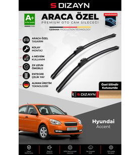 S-Dizayn Hyundai Accent Ön Cam Silecek Seti 2005-2010 Premium Araca Özel 55-40 Cm A+ Kalite