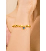 MYOROGOLD, 14 Ayar Altın Göz Boncuklu Pullu Bileklik