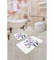Ekru Filli Banyo Halısı Klozet Takımı 2'li Paspas Seti BS225