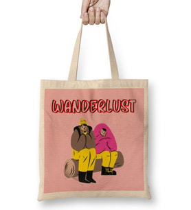 funny Travel gift design lover-Trippin Wanderlust Journey Adventurer Vacation Bez Çanta Uzun Saplı