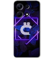 İnfinix Note 30 Pro Kılıf HD Desen Baskılı Kılıf - Dark Neon Yaprak Ö Harfi