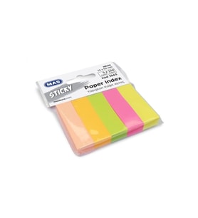 Mas Yapışkanlı Kağıt Ayraç 15mm x 50mm 5x100 Sayfa Neon 5 Renk Index 
