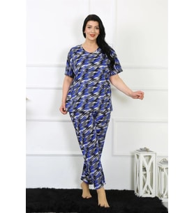Kadın 5XL-6XL-7XL-8XL Büyük Beden Kısa Kol Pijama Takım Saks