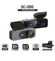 Sentinel SC-200 2K AHD Çift Kameralı Araç İçi Kamera  Wi-Fi, Gece Görüş, 24 Saa