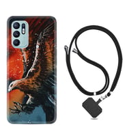Oppo Reno 6 Kılıf Silikon Boyun Askılı İpli Desenli Silikon Kartal Uçarken 1718