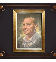 Özel Seri Paspartulu Çerçeveli Atatürk Tablo l91 (Gold)