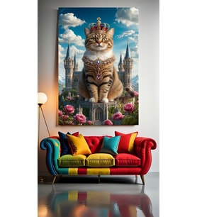KRALİÇE KEDİ 3 Ev Duvar Salon Güzellik Salonu Ofis Dükkan Dekarasyon Kanvas Tablo (Çok Renkli)