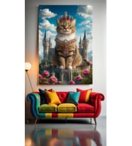 KRALİÇE KEDİ 3 Ev Duvar Salon Güzellik Salonu Ofis Dükkan Dekarasyon Kanvas Tablo (Çok Renkli)