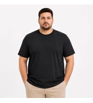 Cloud Erkek Battal Big Size Basic Tişört Bisiklet Yaka Rahat Kalıp T-Shirt - Siyah