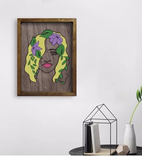 BK Home Woman Line Tasarımlı Doğal Masif Ahşap Çerçeveli Tablo 45x65cm-7