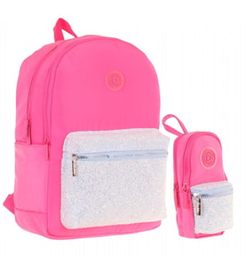 Kaukko Bright Kız Çocuk Taşlı Pembe Okul Çantası ve Çanta Şekilli Kalemlik Seti
