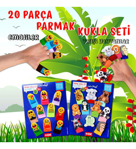 2 Set - 20 Parça Tox Emojiler ve Vahşi Hayvanlar Parmak Kukla T106 T782