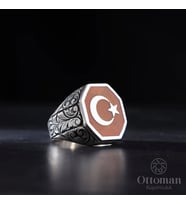 Ay Yıldız Gümüş Erkek Yüzük