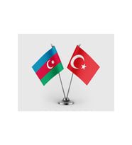 Azerbaycan Bayrağı ve Türk Bayrağı İkili Saten Masa Bayrağı Takımı