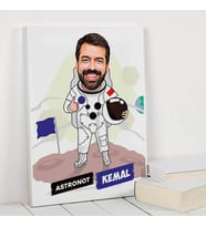 Erkek Astronot Karikatürlü Kanvas Tablo