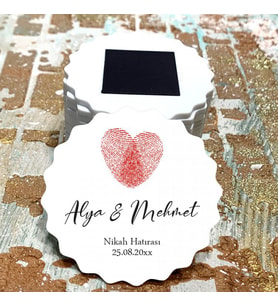 Magnet Hediyelik - Gelin / Damat Parmak İzi Tasarım Düğün, Nikah, Nişan, Söz Hatırası Magnet