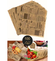 Nisanca Home Vintage Gazete Desenli Yağlı Sunum Kağıdı – Pinterest Stilinde Estetik Kahvaltı, Peynir Tabağı ve Fast Food Sunumları için 50’li Paket