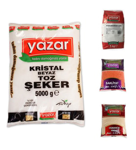 YAZAR 5KG TOZ ŞEER+KARABUĞDAY UNU+KIRMIZI MER+OSMANCIK PİRİNÇ=20KG