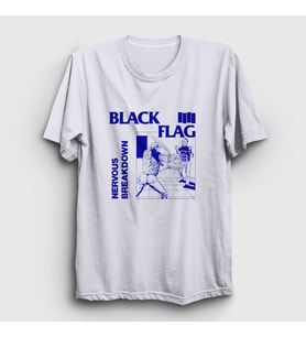 Presmono Unisex Beyaz Nervous Breakdown Black Flag T-Shirt 476763tt