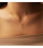 Kişiye Özel 925 Ayar Gümüş Şık Hilal Kolye Kadınlara Özel Hediye (Gold)