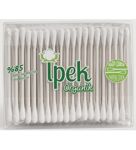 Organik Kulak Temizleme Pamuğu 200 Adet -%100 Organik Saf Pamuk - ECOCERT Sertifikalı - Kağıt Çubuklu ve Plastik İçermeyen Kutu