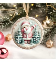Yılbaşı Çam Ağacı Süsü - 3D Tasarımlı UV Baskılı - Noel Baba