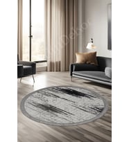 Dijidekor Halı Siyah Cool Karo Yıkanabilir Yuvarlak Saçaklı İnce Yolluk Kilim Salon Halısı Modeli