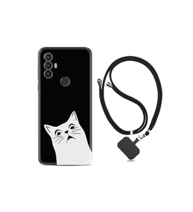 Tcl 30 Se Kılıf Excode Ipli Boyun Askılı Desenli Silikon Şaşkın Kedi 1900