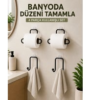 Banyo ve Mutfak İçin 4 Parça Set 2 Adet Kağıtlık 2 Adet Havlu Askısı