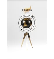 Gold Metal Tripod Ayaklı Dekoratif Döner Dünya Küre - Siyah Altın Lüks Ofis Çalışma Masası Aksesuarı Biblo