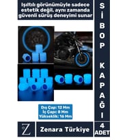 Tüm Otomobil Bisiklet Motosiklet Minibüslerle Uyumlu Kolay Montaj Fosforlu Sibop Kapağı 4 Adet