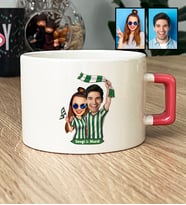 Kişiye Özel Karikatürlü Yeşil Beyaz Taraftar Sevgiliye Hediye Lüks Fincan Sevgililer Günü Hediyesi