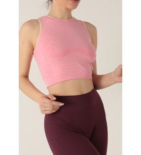 Miorre Seamless Kadın Kalın Askılı Crop (Pembe)