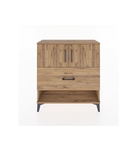 Arges Şifonyer 2 Raflı Tek Çekmeceli 2 Kapaklı 88x30x96 Çam-Çam