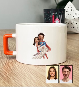 Kişiye Özel Karikatürlü Sevgiliye Hediye Lüks Fincan Sevgililer Günü Hediyesi