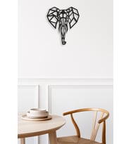 Geometrik Fil Figürü Ahşap Mdf Duvar Dekorasyon Ürünü 40x34 Cm (Siyah)