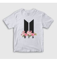 Presmono Unisex Çocuk Beyaz Flowers Bts T-Shirt 22153tt