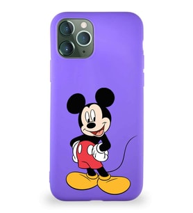 Apple iPhone 11 Pro Soft Premier Kapak Mickey Mouse-E Tasarımlı Silikon Kılıf - Mor (Şeffaf)