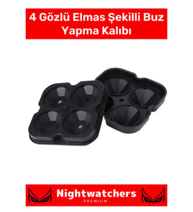 Deluxe Seri 4 Gözlü Kırılmaz Esnek Silikon Kokteyl İçecek Elmas Şekilli Buz Yapma Kalıbı Buzluk