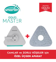 SMARTER Aqua Master Üçgen Aparat + Mop Camlar Ve Zorlu Köşeler İçin Temizlik Paspas (Gri)
