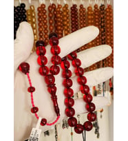 OSMANLI (OTTOMAN) ATEŞ KEHRİBAR TESBİH KIRMIZI KÜRE MODEL 