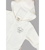 Bebek/Cocuk Nakış Detaylı Fermuarlı Sweatshirt (Beyaz-Gri)