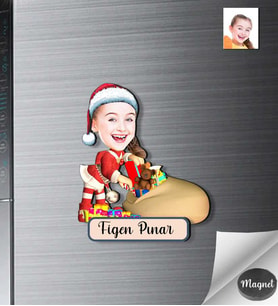 Kişiye Özel Yılbaşı Çocuk Ahşap Magnet -3