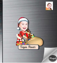 Kişiye Özel Yılbaşı Çocuk Ahşap Magnet -3
